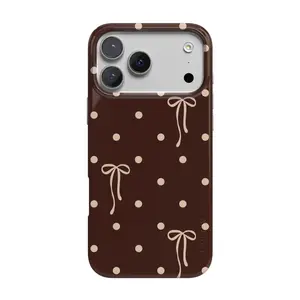 Casely iPhone 17 Pro Max Case | Teddy Bows | Brown Polka Dot | Compatible with MagSafe | Classic Ultra Thin Design
