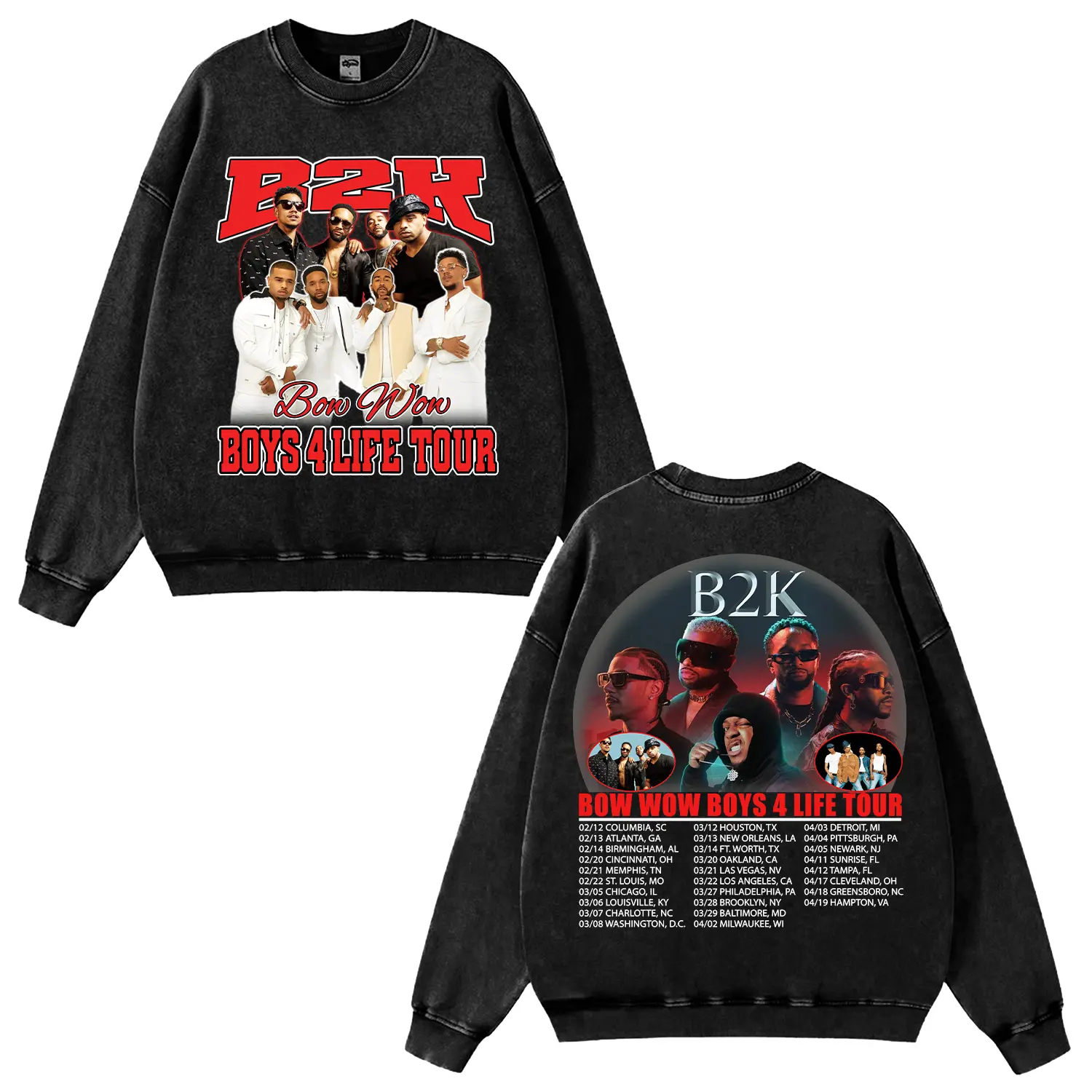 Sale Up To 35%] B2K & Bow Wow Boys 4 Life Tour 2026 Washed T-Shirt