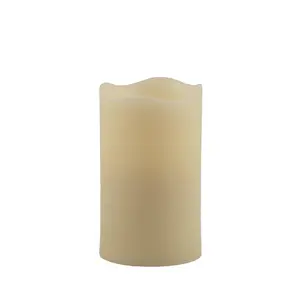 360 Stand 5 in. Classic Dripless Beeswax Flameless Ivory Pillar Candle - Battery Operated, Timer Feature, Flicker Effect, Home Decor Table Accent, Cozy Gift, Beeswax Candle, Decoration, Decor Accessories, Pillar Type