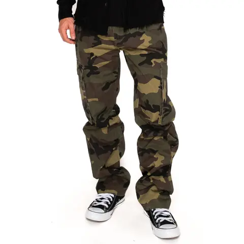 VICTORIOUS OUTLAW Men's  Baggy Cargo Pants, Woodland Camo Print All-Season Streetwear Trousers, Classic, Mens Clothing, Baggy Camouflage Men's Pants, Camo Style Men's Pants