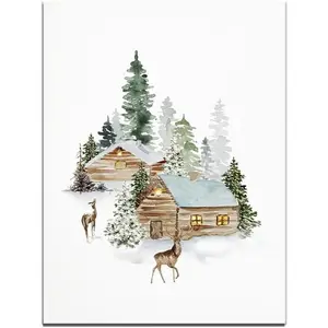 Winter Wonderland Posters Holiday Wall Art Christmas Trees Canvas Print Posters Farmhouse Christmas Decoration 12x18in