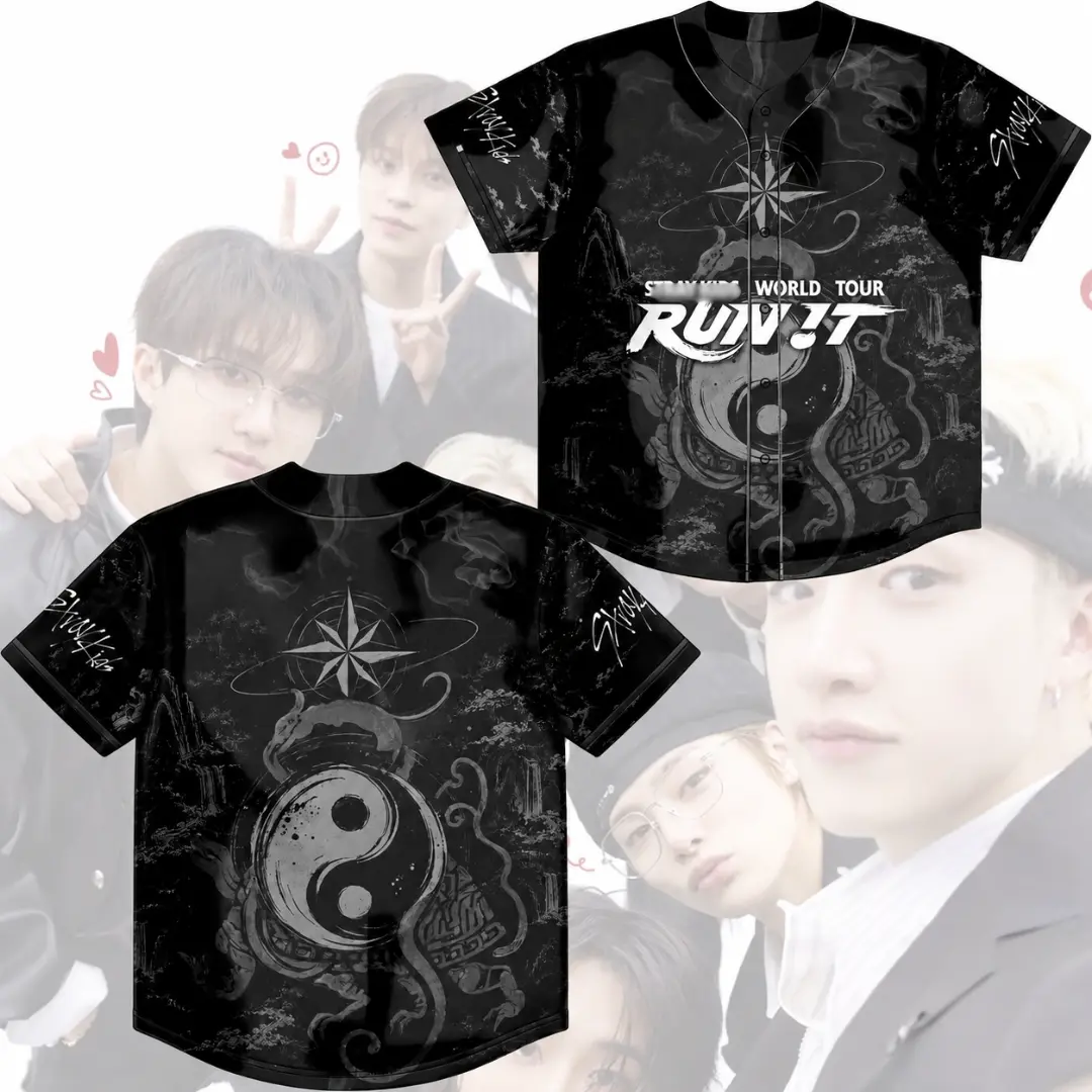 Ver 2 K-Pop Inspired Run It Tour Baseball Jersey, Concert Fan Jersey, Korean Boy Group Fan Gift