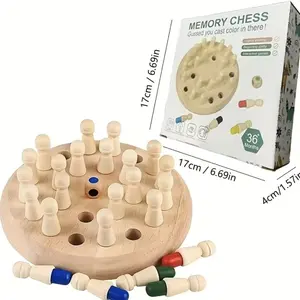 Memory Chess Board Game - Wooden Brain Training Toy for Kids  Adults Family Game Night, 36 Piece  Strategy Gift for Boys Girls Age 4+