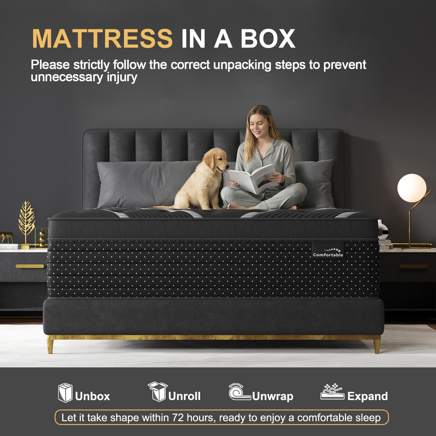 12/14 Inch Memory Foam Mattress Hybrid Pocket Spring Twin Full Queen King Mattress In A Box -Euro Top Mattresses Medium Firm For Motion Isolation, Edge Support, 100 Night Trial