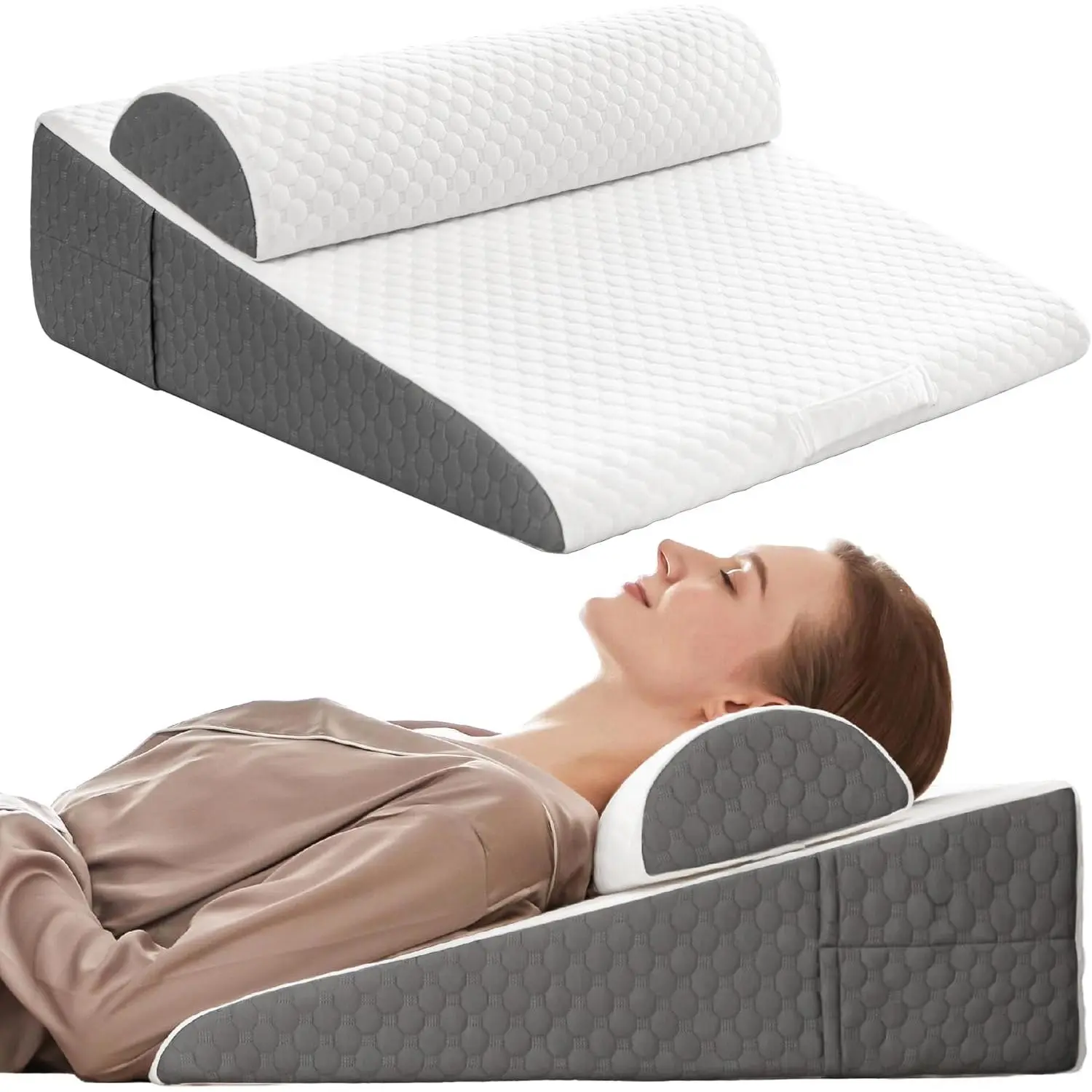 White - 7.5" Wedge Pillows With Headrest