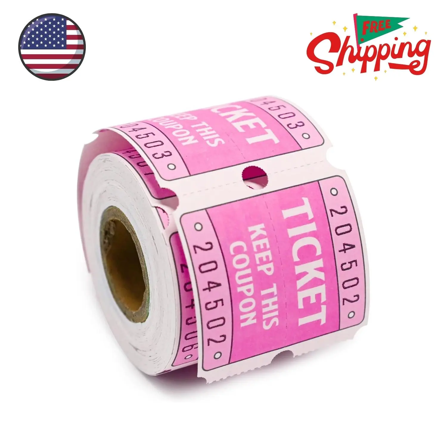 250 Raffle Tickets, 50/50 Double Roll Tickets Pink