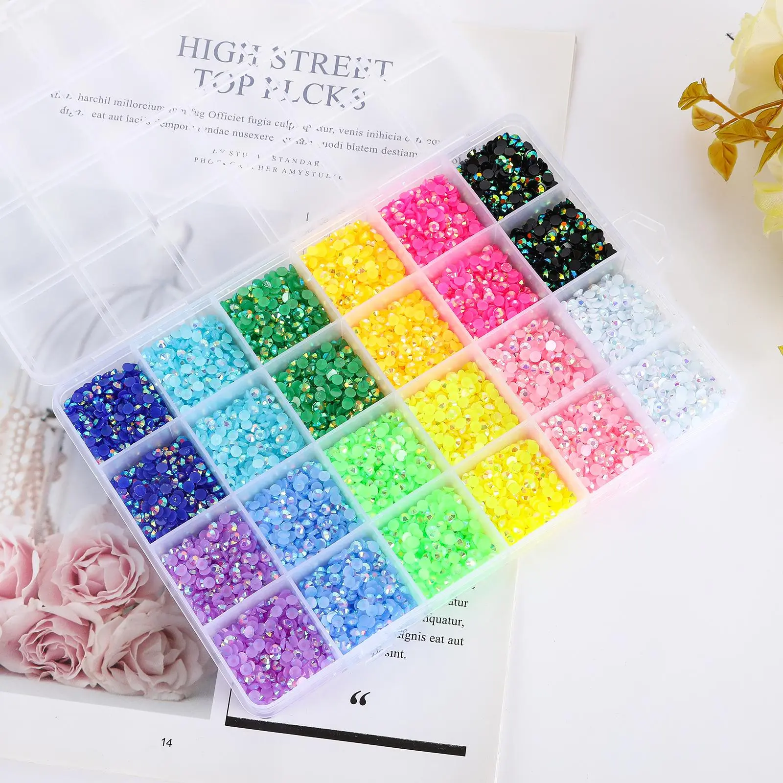 3mm 4mm 5mm AB Jelly Resin Rhinestones Set Round Flatback Clear Crystal Glitter Gems Stones DIY 3D Nail Art Decorations