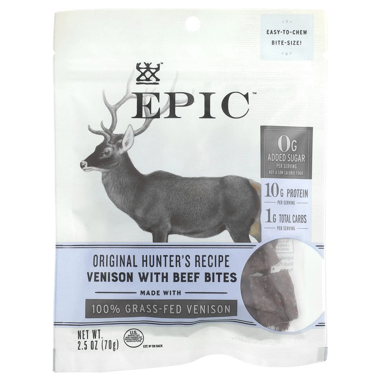 Epic Bar Bites, Venison with Beef Bites, 2.5 oz (70 g)