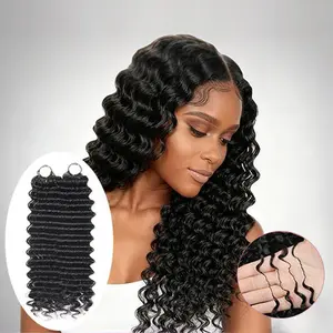 New 2026 EINbeauty Deep Wave Feather Crochet HumanHair Bundles, Lightweight Pre-Separated Super InvisiblyKnot and Durable Reusable Natural Black 100% HumanHair 16-24inches Optional