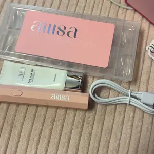 Aillsa Glamhold Solid Nail Glue Set, Handheld UV Lamp for Press On Nails, Clear Nail Tips and gel x nail glue Long-Lasting Strong Adhesion Solid Gel DIY Fall Nail Art Home, UV Light Cured Needed