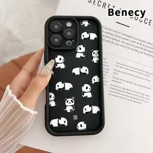 Phone Case for iPhone 17 Pro Max 16 Plus 15 14 13 12 11 Air E Lazy Panda Anti-Scratch Shockproof TPU Bumper Drop-proof Cover