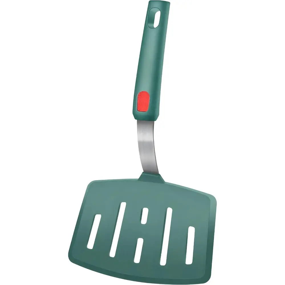 Silicone Wide Slotted Blade Spatula Turner - 600°F Safe Heat-Resistant Ergonomic Utensil for Nonstick Cookware Pans, Pancake Flip, Easy-to-Clean Kitchen Tool (Green), Cooking Pancakes