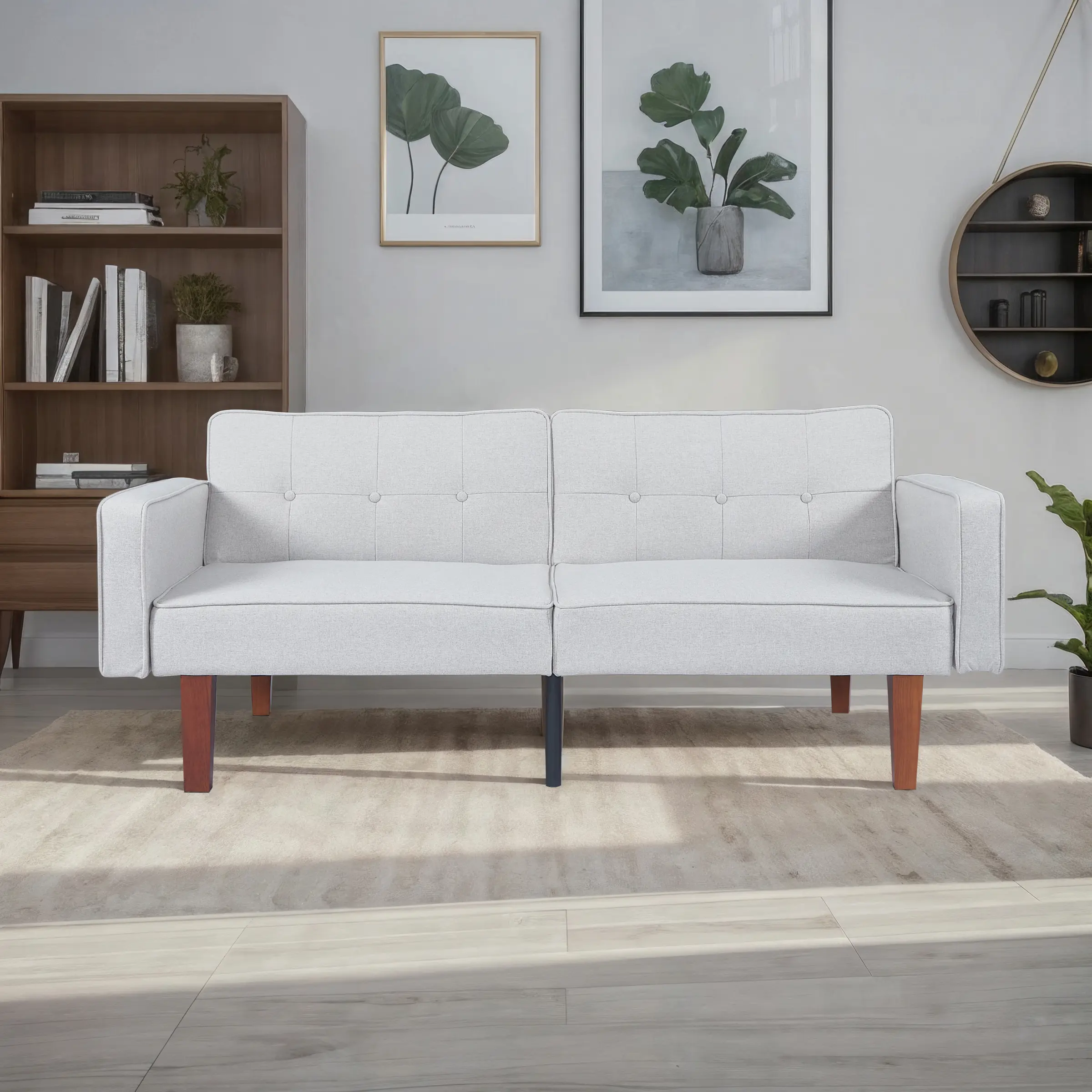 Combination Sofa Bed - Modern Minimalist Couch, Sturdy PU Leather Upholstered Foldable Compact Indoor Furniture, Space-Saving Practical Piece for Bedrooms Upholstered Sofa