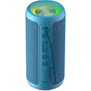 Portable  Speaker, IPX7 ,  and Rustproof,  24W Sound,  Bass, 30-Hour , 360? Party Light, and Stereo Pairing (BT 5.3), Gifts - Blue