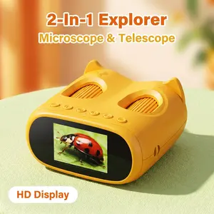 2026 Upgrade 2-in-1 Microscope & Telescope, 4K 2'' IPS Screen, 1000X Magnification for Bird & Bug Observation, STEM Toy for Kids 3–12