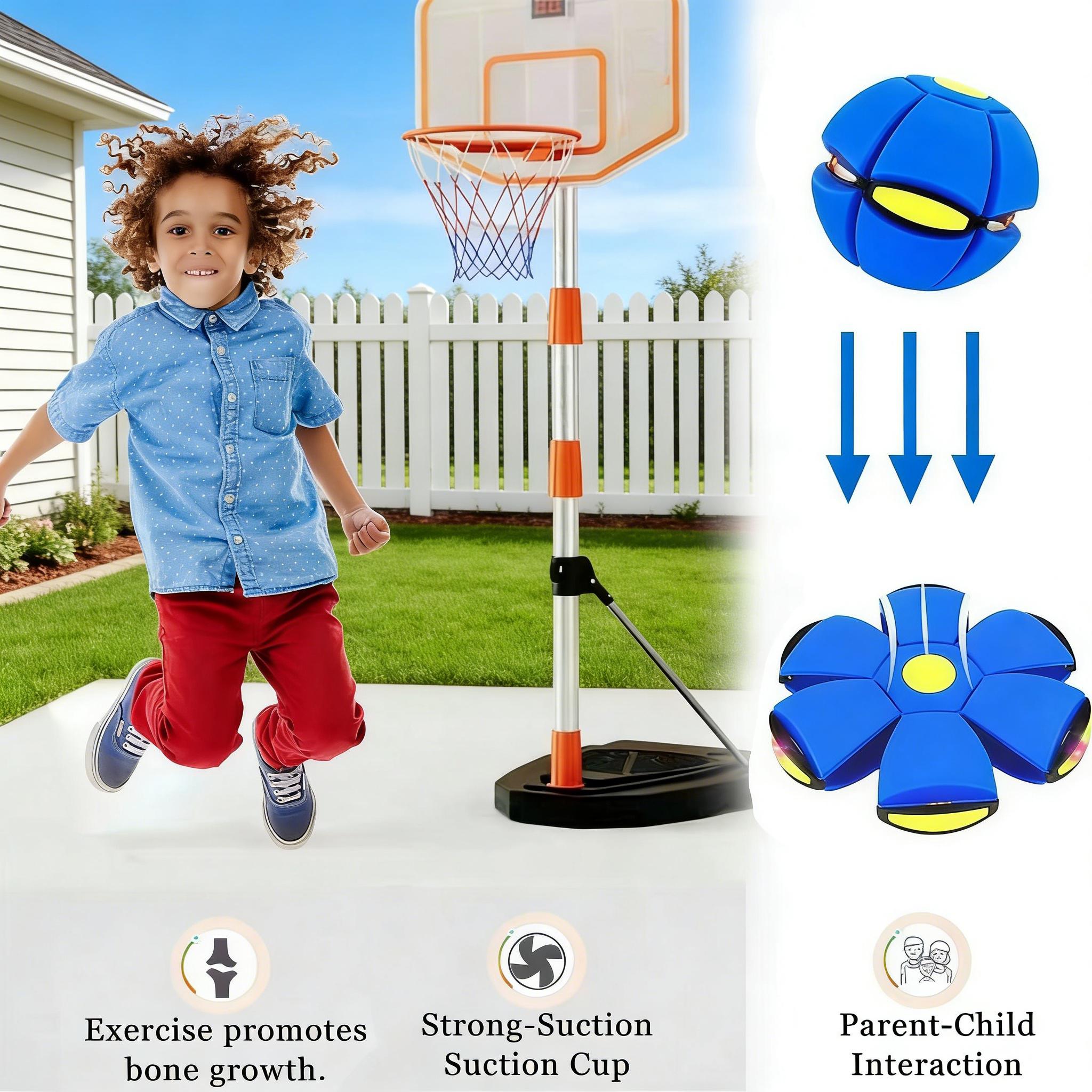 Magic UFO Deformable Flying Saucer Ball, 2-in-1 LED Light Up Throw Catch Ball, Portable Outdoor Garden Beach Toy, Interactive Pet Dog Toy, Fun Sports Game for Kids, Family, Backyard, Camping, Birthday Gift