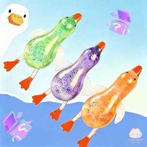 2026 New Glitter Squishy Suger Duck Slow Rising Toy Stress Relief Sensory Stimulation Perfect for Birthdays Party Gift Stretchy Glitter Duck Toy