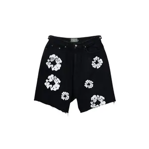 The Cotton Wreath Denim Shorts "Black White" DT401