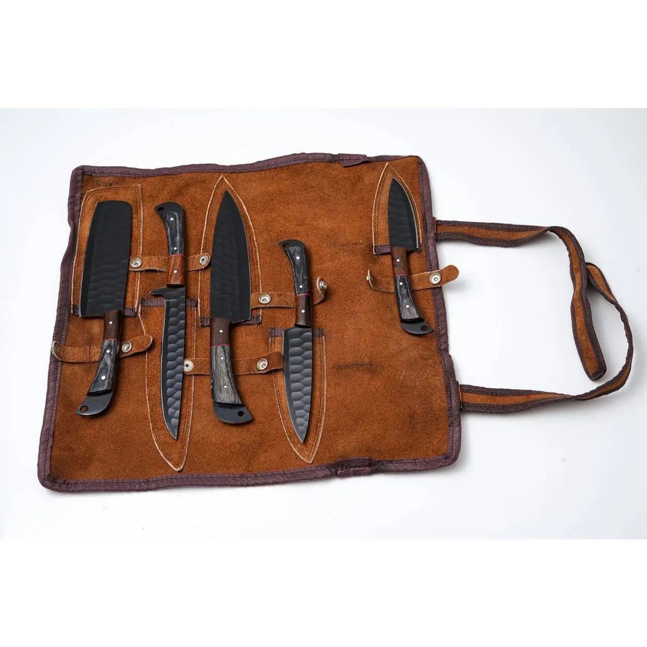 Personalized Hand-Forged 5-Piece Kitchen Knife Set – Engraved Wedding & Housewarming Gift, Pakkawood Handles