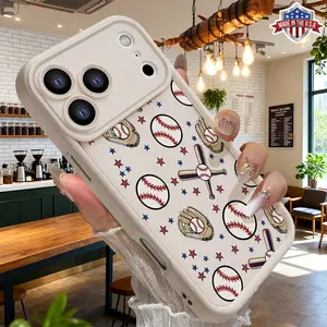Cute Baseball Sports Pattern Case for iPhone 17 16 15 14 Pro Max 13 12 11 XR XS Plus Air Slim Lightweight Shockproof Anti Drop Protective Durable TPU Cover