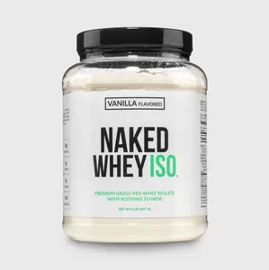 Naked Whey ISO Vanilla Flavored - Premium Grass Fed Whey Isolate Protein Powder - 2 LB - 30g Pure Protein, 6.5g BCAAs, 0g Sugar, 0.1g Lactose - Only 2 Ingredients