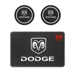 1/2/3pcs Anti-Slip Silicone Cup Mats, Premium PVC Non-Slip Phone Pad, Car Accessories for Dodge RAM 1500 Srt Sxt Challenger Durango