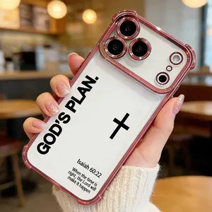 Trendy God's Plan Cross iPhone Case, Christian Isaiah 60:22 Clear Rose Gold Shockproof Cover for 11-17 Pro Max Plus Air, Religious Inspirational Gift for Believers DDSJ-26040409