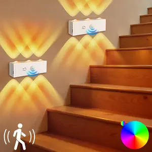 USB Rechargeable LED Motion Sensor Wall Light, Rechargeable Wall Sconces, Modern 6 Head Cat Eye Spotlight, Adjustable Ambiance Lamp, Modern Mood Lighting, RGB Gradient Lighting Effect
