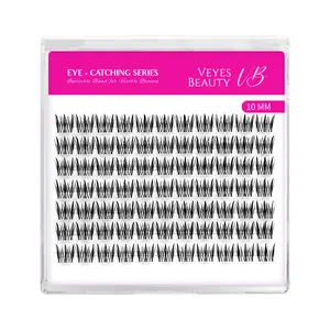 VEYESBEAUTY Flutter Lash Clusters – Long Fluttery K-Pop Inspired Lashes with Invisible Band, Lightweight Reusable DIY Eyelash Extensions for Daily Makeup