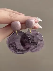 Vintage Elegant Gradient Acrylic Earrings, Geometric Design, Perfect for Daily Wear, Vacations, Dates, Holidays