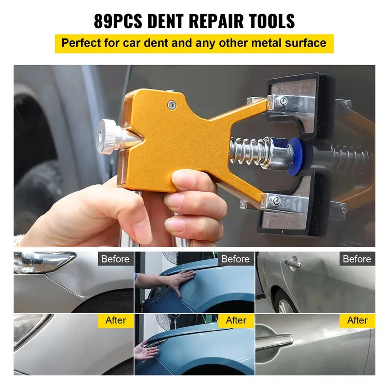 19PCS Paintless Dent Repair Kit – Car Body Dent Puller Tool, Hail Damage Remover, Aluminum+ABS+Rubber, 778365358172