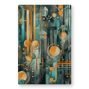 MWW C1MP1218B6QUMQ 12 x 18 in. Astrological Machinery - Orange Metal Print Wall Art for Home Decor