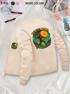 Trendy American Football Themed-Printed Baseball Jacket, Outerwear for Daily Casual Sportswear, Zip-Front Nurse Jacket, 4-Way Stretch Fabric, Comfortable & Fashionable Workwear, Apparel for Medical Professionals, Durable Nursing Jacket