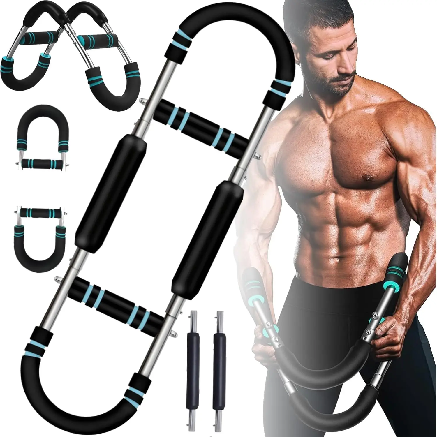 Arm Chest Trainer – Adjustable Resistance Bar (60-110lbs), Portable Home Workout Equipment for Triceps, Biceps & Forearms Strength Training, Fitness Exercise Tool for Men & Women fathers day gifts
