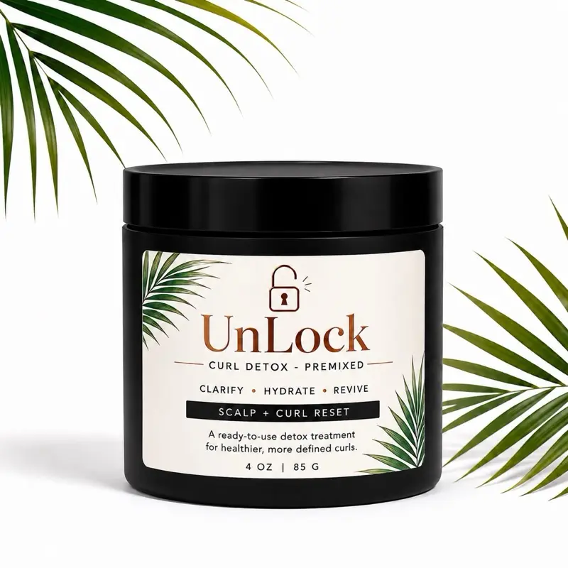 Unlock Curl Detox (Premixed) - All Natural Clay Hair Mask - Removes Buildup - Enhances Curl Definition - Reduces Frizz Smoothing Control Hair Mask