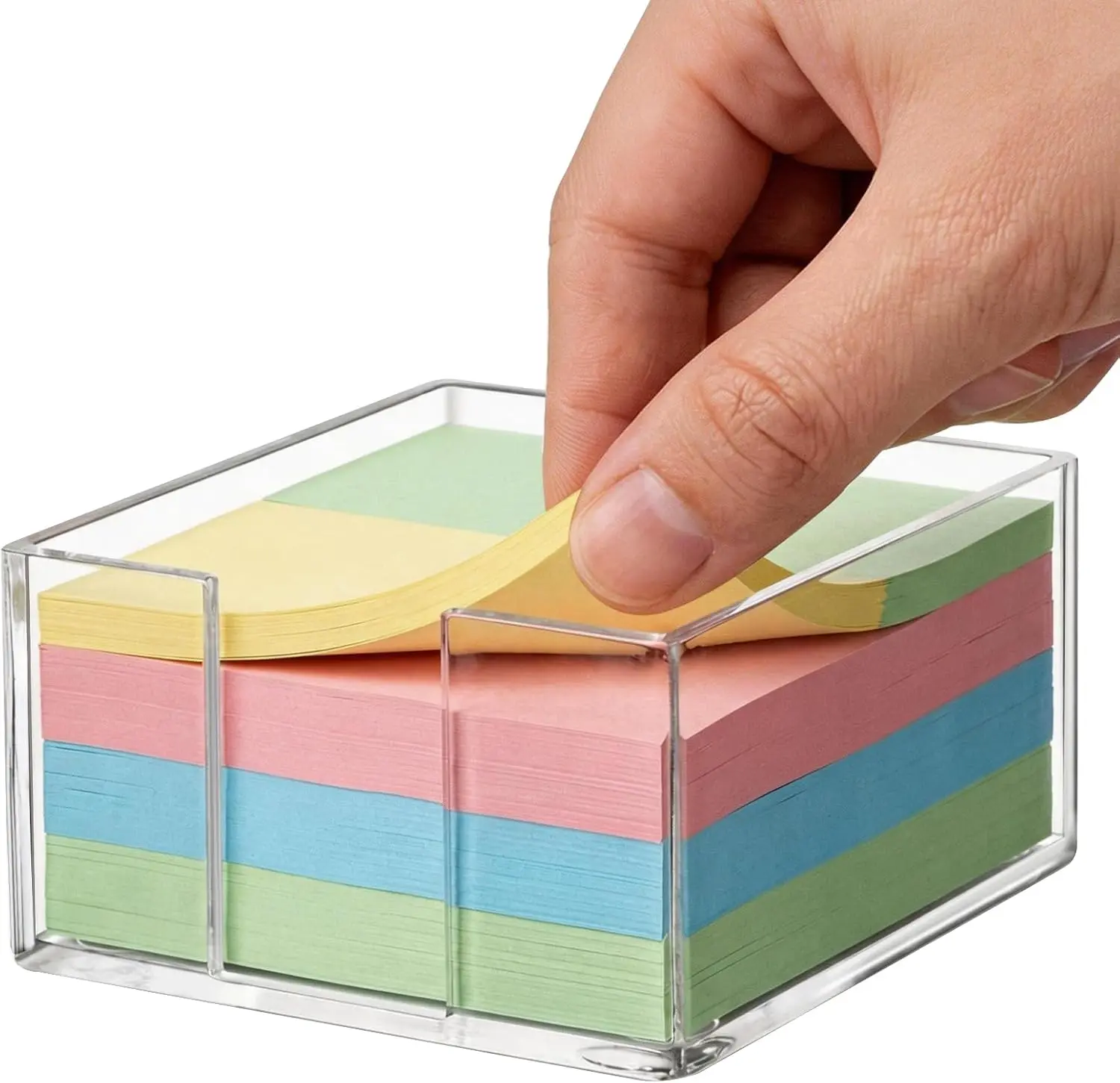 3x3 Inch Acrylic Sticky Note Holder, Crystal Clear Sticky Note Dispenser for Dorm Room Home and Office Acrylic Desk Organizer