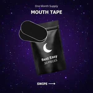 Mouth Tape (30 Pack) Black Soft Grade Fabric, Strong Hypoallergenic Adhesive, Sports Accessories, One Month 2Supply, Does not apply