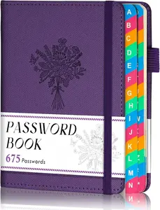 Password Keeper Book with Colorful Alphabetical Tabs, Small Pocket Password Logbook for Seniors, 4.7 x 6.2" Internet Website Address Organizer, Stores 675 Passwords (Royal Purple)