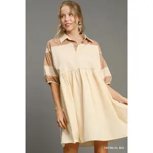 Umgee Two Tone Oatmeal Mix Dress