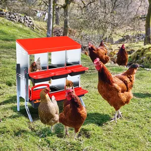 [HOT PRODUCT - FLASH SALE] Garvee Nesting Boxes for Chickens, 6 Compartment Roll Away Nesting Box with Egg Collection, Perch, Lid Cover for Egg Protection, Wall Mount/Free Standing Nest Box for Chickens