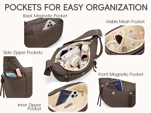 [NEW IN]WESTBRONCO Puffy Simple Versatile Bag Lightweight Puffer Crescent Handbags for Women Waterproof Daily Shoulder Crossbody Bag with Adjustable Stap&Multi-Pockets Casual Trendy Gym Work Hobo Purse Bag TikTokShopStockUp