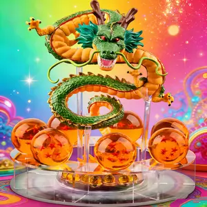 DLDA 7 Star Ball Summons Divine Dragon Model Set | 3.6cm 3D Transparent Crystal Ball with Acrylic Base, Gift Box Included Perfect Home Decor, Christmas Creative Gift, Wedding Figurine & Collectible for Dragon Lovers