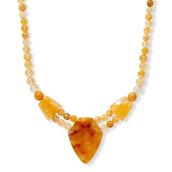 Mine Finds by Jay King 18" Yellow Quartz Beaded Station Drop Necklace
