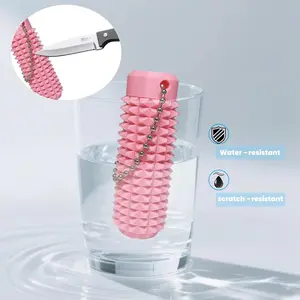 Stress-relief toy; pain-stimulation stress-relief toy; pocket-sized stimulation keychain with a spiked grip design; suitable for relieving anxiety and stress, sensory experiences related to ADHD, and emotional release through focus (pink).