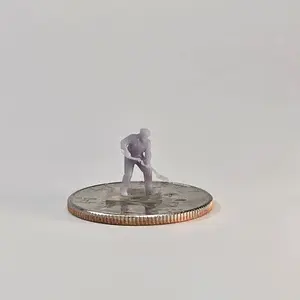 N Scale Worker with Shovel – 12mm Railroad or Construction Scene Figure