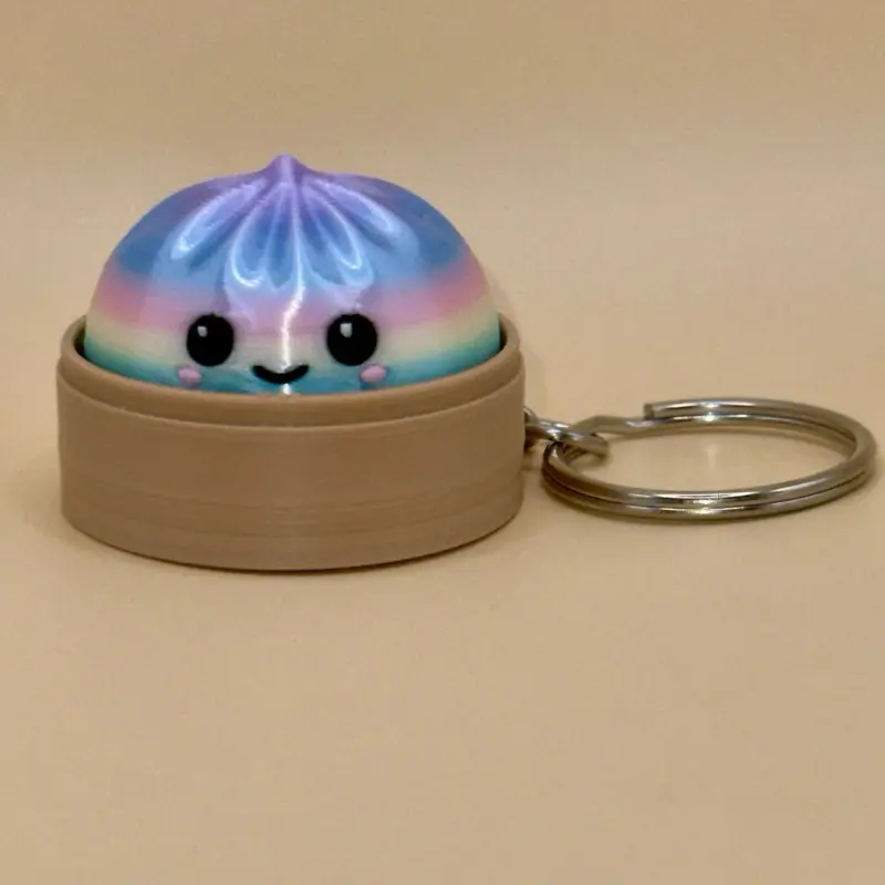 Pastel Rainbow Dumpling Keychain Clicker