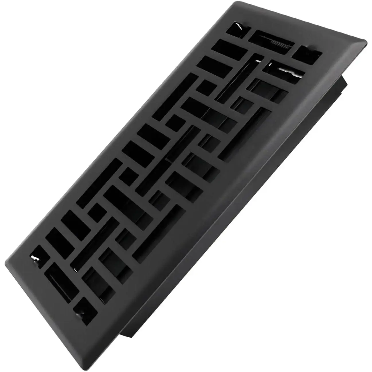 Matte Black 4x10 in Heavy Duty Walkable Floor Register - Seattle Design, 300 lb Capacity, Effortless Installation, Hassle-Free Maintenance, Easy Adjust Air Supply Lever, Customizable Airflow Control Vent Cover for Home Floor