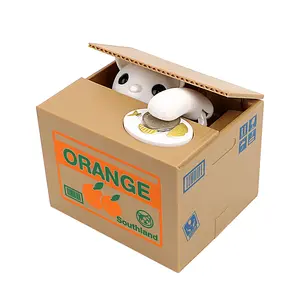 Piggy Banks Cute Automated Panda Cat Steal Coin recognition Bank Plastic Electronic Money Boxes Money Saving Box Kids Gift Decor Light Ornaments