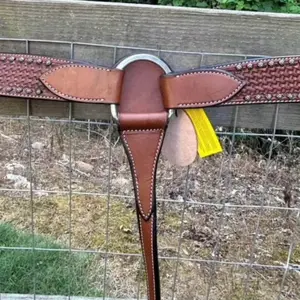 Basketweave Tooled Top Grain Leather Western Breast Collar Horse Size