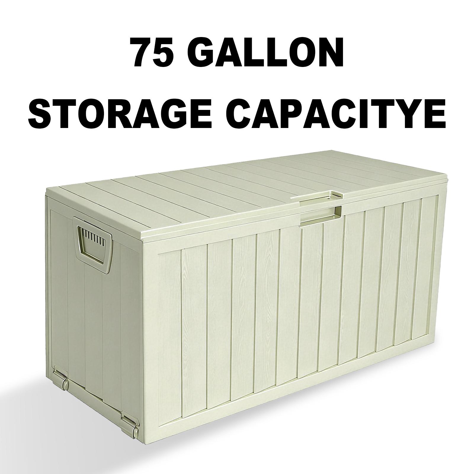 75 Gallon Heavy-Duty Waterproof Outdoor Storage Box with Flip-Top Lid & Large Deck Box Suitable for Pool Accessories, Tool Chest